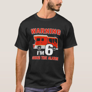 Kids Fireman with fire truck I am 6 years birthday T-Shirt