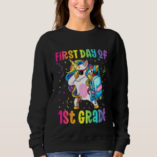 Kids First Day of 1st Grade Girls Dabbing Unicorn Sweatshirt