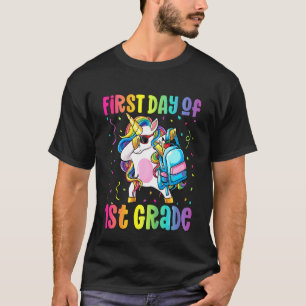 Kids First Day of 1st Grade Girls Dabbing Unicorn  T-Shirt