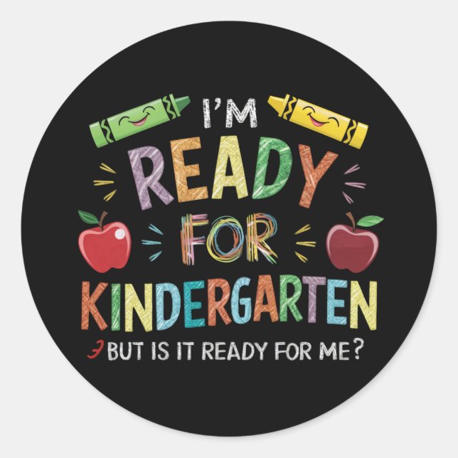 Kids First Day Of Kindergarten Fun Back To Schoo Classic Round Sticker (Front)