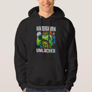 Kids First Day Of Kindergarten Level Unlocked Back Hoodie