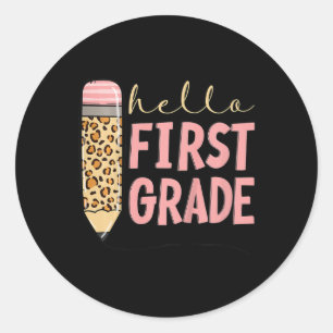 Kids First Day Of School Girls Ck To School Hello Classic Round Sticker