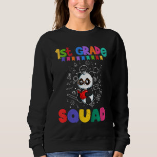 Kids First Grade Squad Panda Bear Elementary Scho Sweatshirt