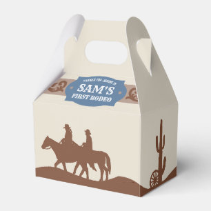 Kids FIrst Rodeo Blue/Brown Western Birthday Party Favor Box