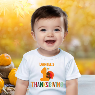 Kids First Thanksgiving Turkey Name Funny Baby T-Shirt