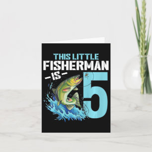 Kids Fishing Birthday Shirt 5 Year Old Boy Fisher Card