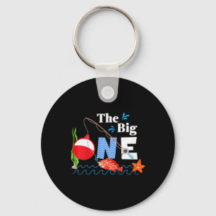 Kids Fishing The Big One Year 1st First Birthday L Keychain
