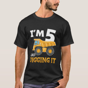 Kids Five 5yr 5th Birthday Construction Boy 5 Year T-Shirt