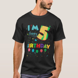 Kids Five 5yr 5th Birthday Happy Birthday Boys Gir T-Shirt