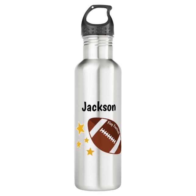 Kids Flag Football Stars Personalized 710 Ml Water Bottle (Front)