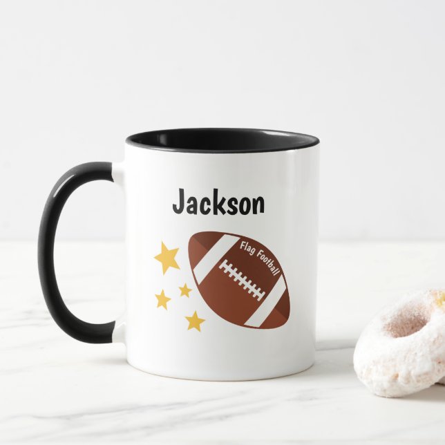 Kids Flag Football Stars Personalized Mug (With Donut)