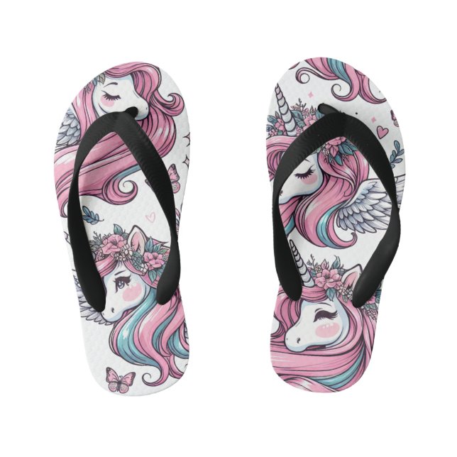  Kids' Flip-Flop Design – Pink Unicorns Kid's Flip Flops (Footbed)