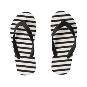 Kids Flip Flops-Black & White Stripes Kid's Flip Flops