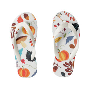 Kid's Flip Flops Pattern Fall Leaves