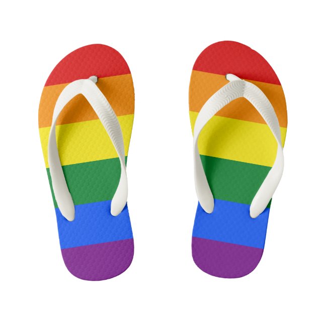 Kids Flip Flops - Pride Flag Colors (Footbed)