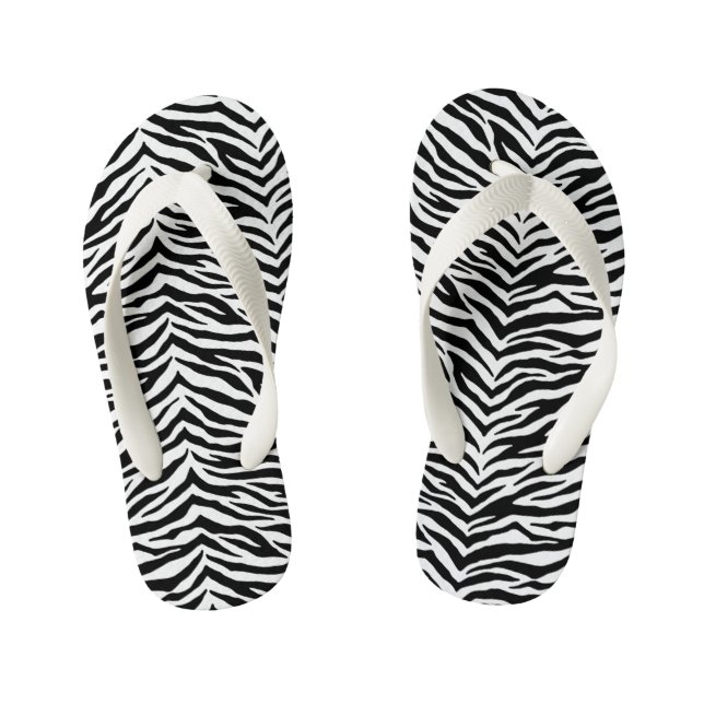 Kids Flip Flops-Zebra Print Flip Flops (Footbed)