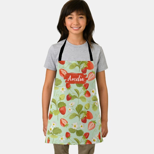 Kids Floral Personalized Apron, Cook Baking BBQ  Apron (Insitu)