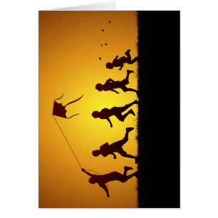 Kids flying a kite