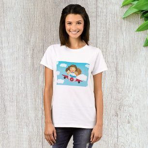 Kids Flying Airplane Cartoon Fun Aviation T-Shirt