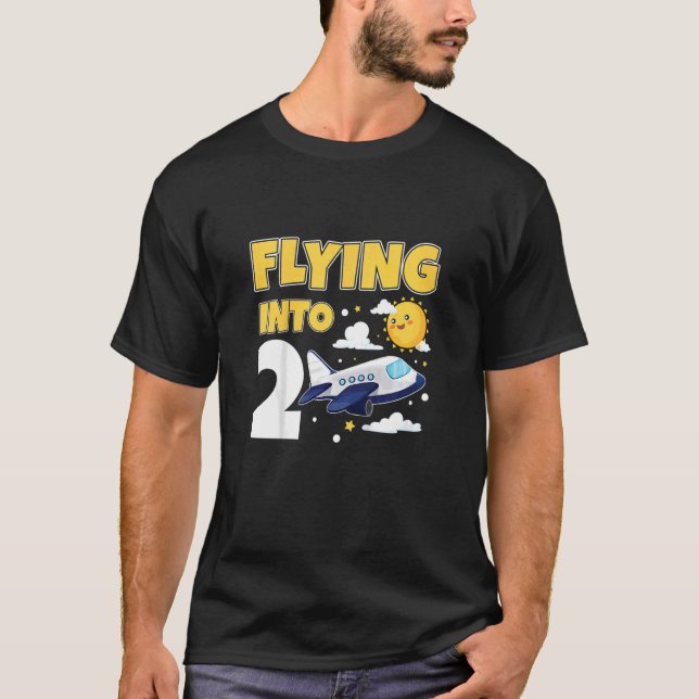 Kids Flying Into 2 Airplane Pilot 2 Year Old 2nd B T-Shirt (Front)