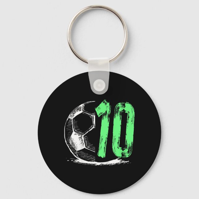 Kids Football 10 years old boy birthday party  Keychain (Front)
