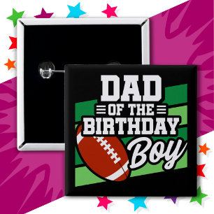 Kids Football Party Dad of the Birthday Boy 2 Inch Square Button