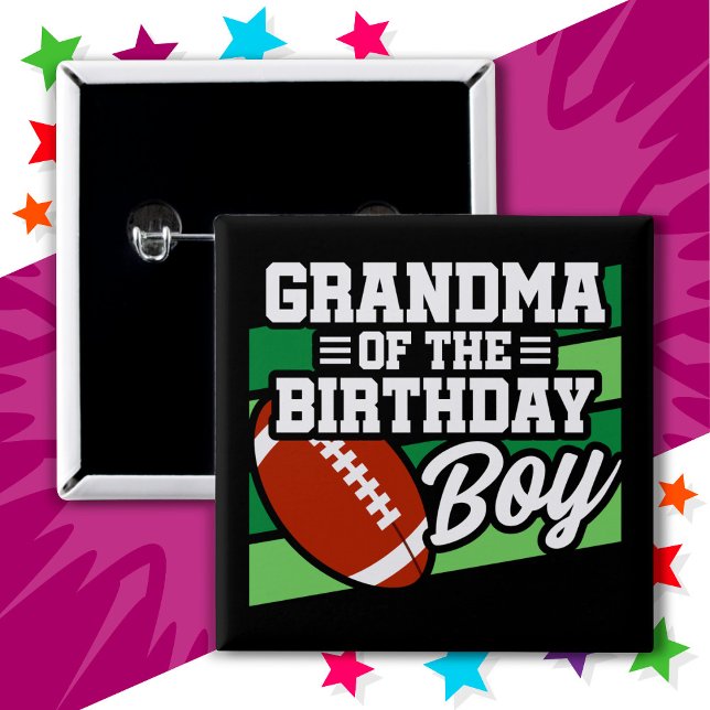 Kids Football Party Grandma of the Birthday Boy 2 Inch Square Button (Creator Uploaded)