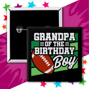 Kids Football Party Grandpa of the Birthday Boy 2 Inch Square Button