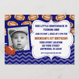 Kids Football Photo Birthday Invitation