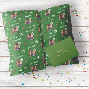 Kids Football Photo Birthday Wrapping Paper
