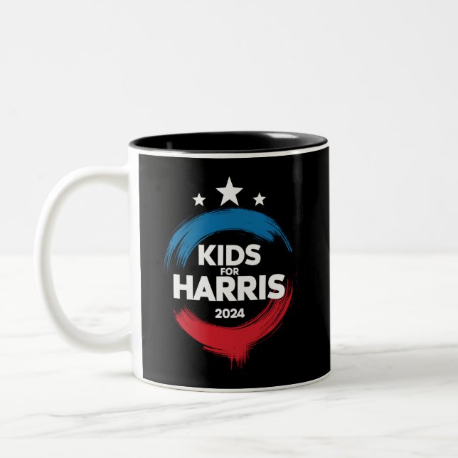 Kids For Harris President Kids Love Kamala Harris Two-Tone Coffee Mug (Left)