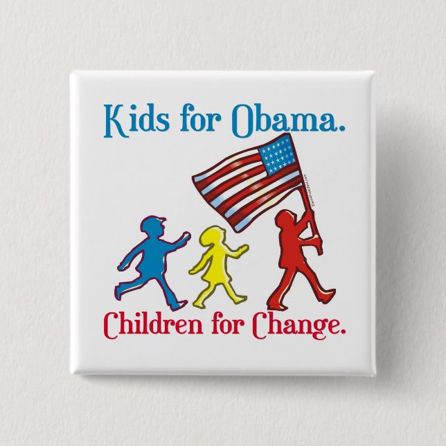 Kids for Obama 2 Inch Square Button (Front)