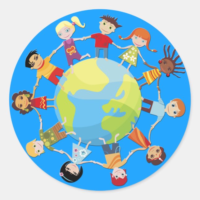 Kids for world peace classic round sticker (Front)