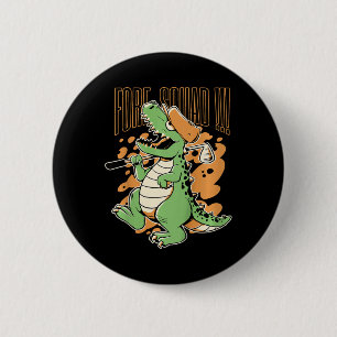 Kids Fore Squad T-rex Dinosaur Golf Player Graphic 2 Inch Round Button