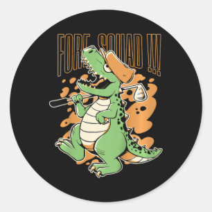 Kids Fore Squad T-rex Dinosaur Golf Player Graphic Classic Round Sticker