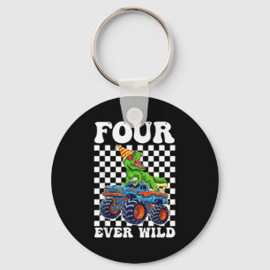 Kids Four Ever Wild Dinosaur Monster Truck 4th Bir Keychain