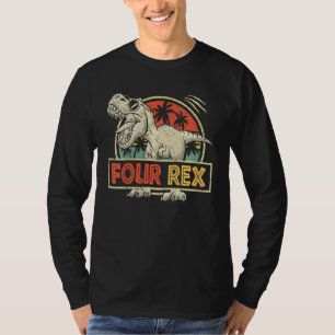 Kids Four Rex Birthday Rex 4 Year Old Dino 4th Din T-Shirt