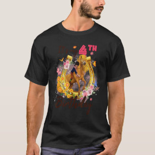 Kids Four Year Old 4th Birthday Girl Who Loves Hor T-Shirt