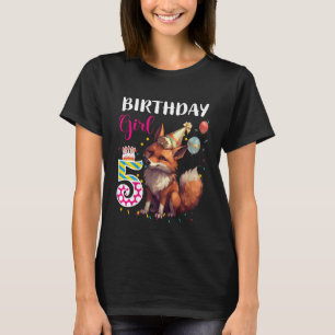 Kids Fox Animal 5th Birthday Girl Fox B day 5 yea T-Shirt