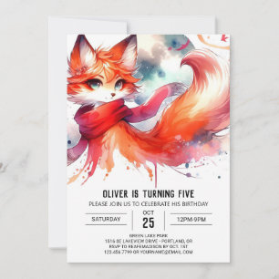 Kids Fox Birthday Invitation