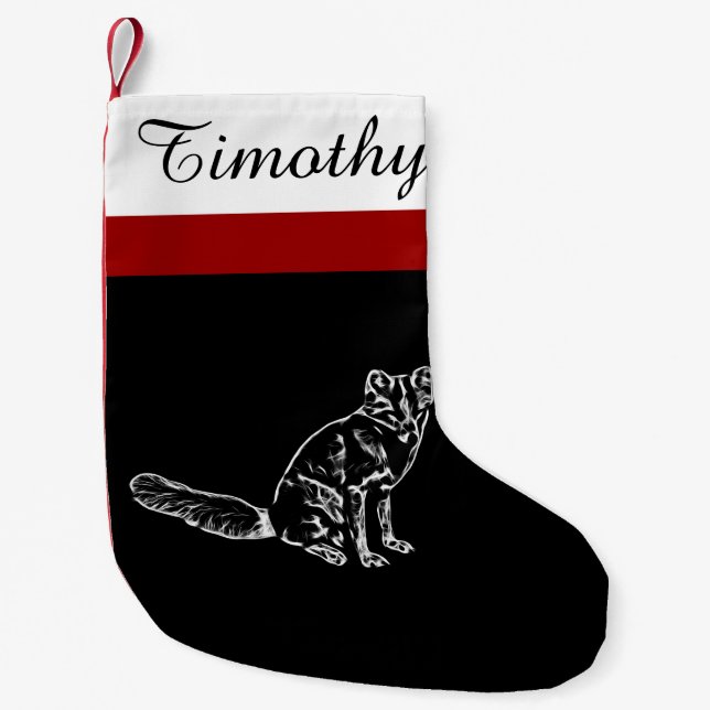 Kids Fox Christmas Stocking with Customizable Name (Front)