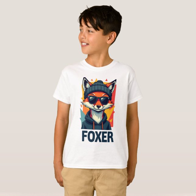 "Kids Foxer T-Shirt - Fun & Playful Fox Design for (Front Full)
