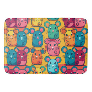 Kids-Friendly Bright & Charming Rats Wrapping Pape Bath Mat