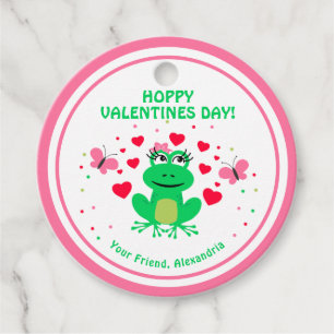 Kids Frog Hoppy Valentines Day Favour Tags