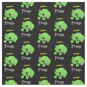 Kids Fun Big Eyed Frogs Whimsy Fabric Print