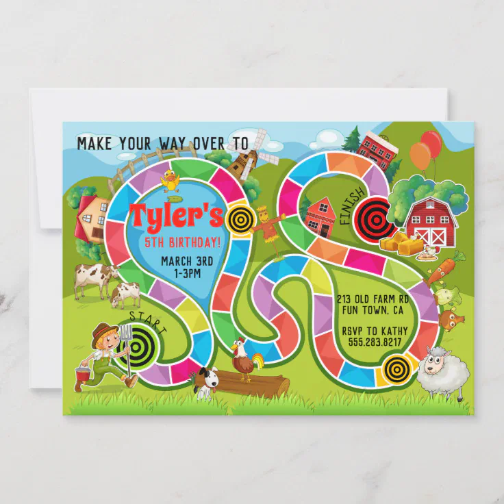Kids Fun Board Game Birthday Party Invitation Zazzle