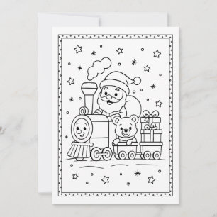 Kids Fun Christmas Santa Coloring Flat Note Card