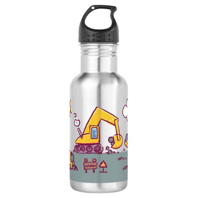Kids Fun Construction Site and Vehicles Stainless  532 Ml Water Bottle (Front)