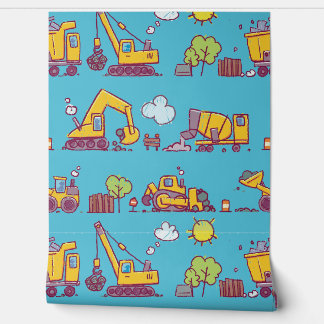 Kids Fun Construction Site & Vehicles Wallpaper