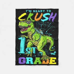 Kids Fun First Grade T-rex Tee Fleece Blanket